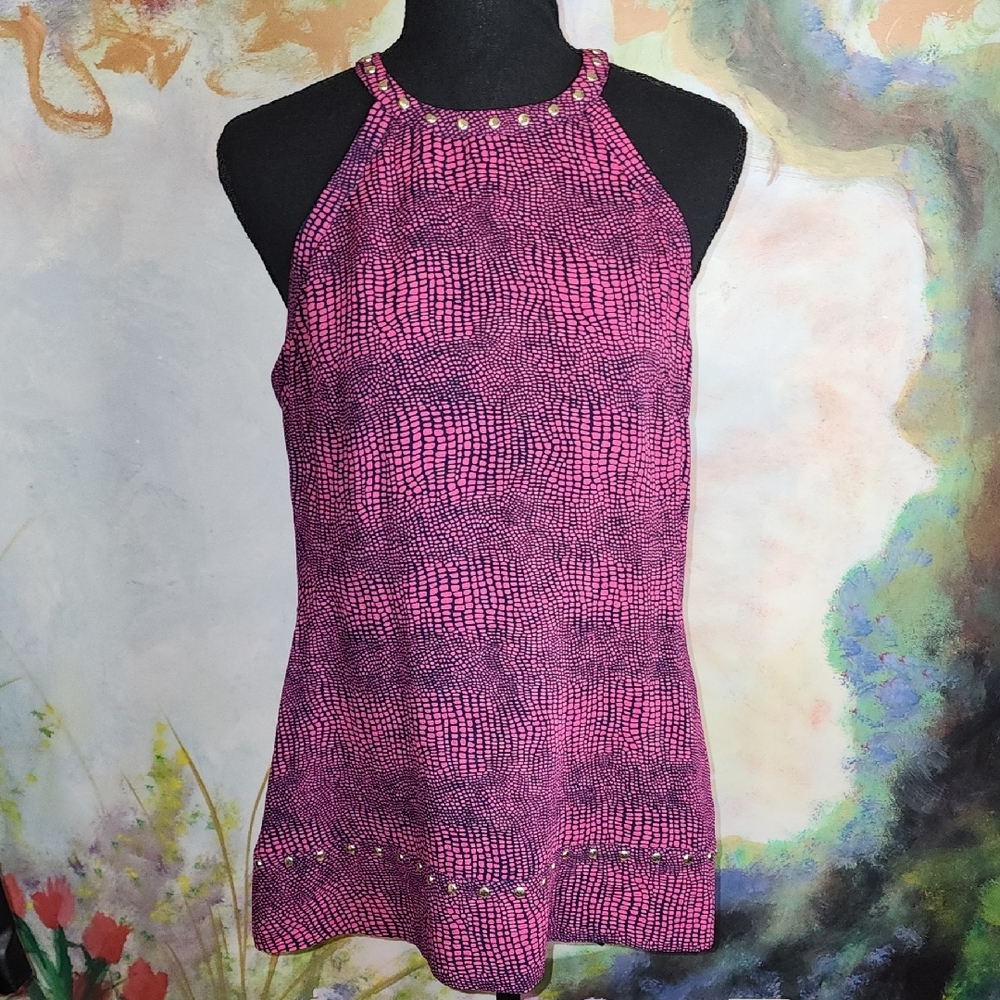Michael Kors Pink and Black Halter Blouse